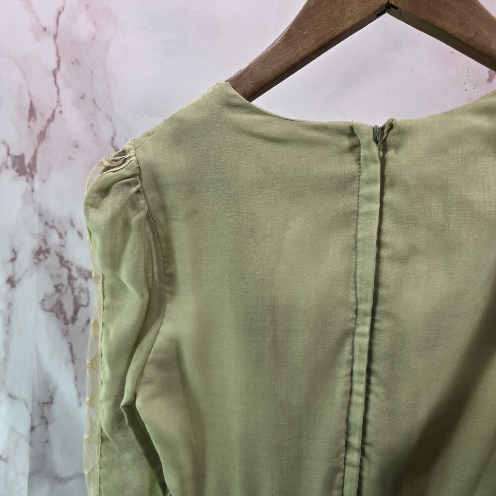 Vintage Peasant Dress Women XS Green Prairie Cottagecore Jessica Gunne Sax - Picture 8 of 16